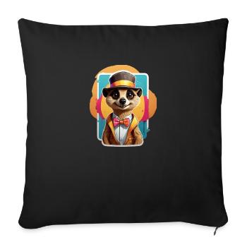 Funny Comic Meerkat - Sofa pillowcase 17,3'' x 17,3'' (45 x 45 cm) - black - Front