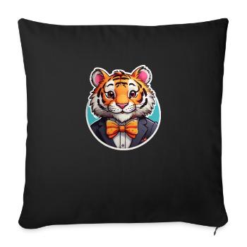 Drôle de tigre comique - Housse de coussin décorative 45 x 45 cm - noir - Devant