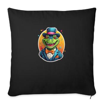 Crocodile comique drôle - Housse de coussin décorative 45 x 45 cm - noir - Devant