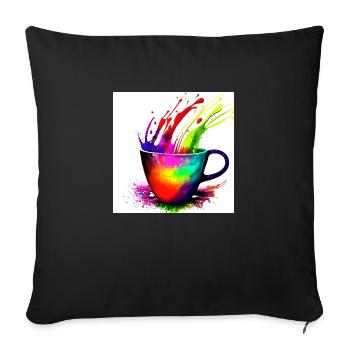 Kaffeetassen bunt 28 - Sofakissenbezug 45 x 45 cm - Schwarz - Vorne