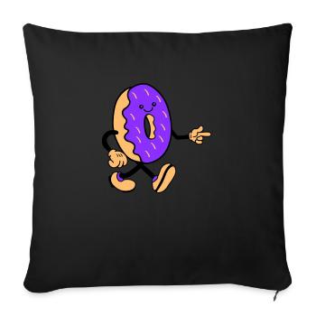 Donut Comic Sourire - Housse de coussin décorative 45 x 45 cm - noir - Devant