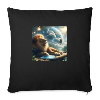 Gain automatique - Lion 3 - Housse de coussin décorative 45 x 45 cm - noir - Devant