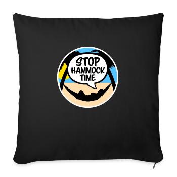 Arrêt drôle Hamac Temps Détente Dormir Camping - Housse de coussin décorative 45 x 45 cm - noir - Devant