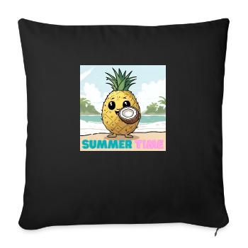 Summer Time Ananas Kokos Strandurlaub - Sofakissenbezug 45 x 45 cm - Schwarz - Vorne