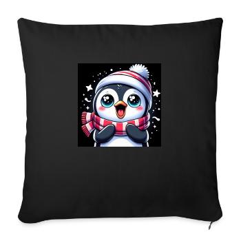 Penguin cute with scarf and cap in winter - Sofa pillowcase 17,3'' x 17,3'' (45 x 45 cm) - black - Front