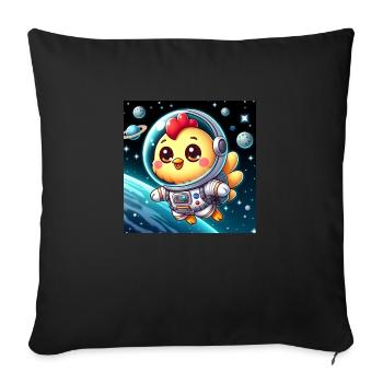 Space chick with astronaut suit in space - Sofa pillowcase 17,3'' x 17,3'' (45 x 45 cm) - black - Front