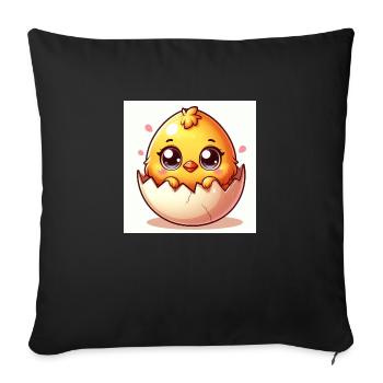 Sweet chick hatches from an egg - Sofa pillowcase 17,3'' x 17,3'' (45 x 45 cm) - black - Front
