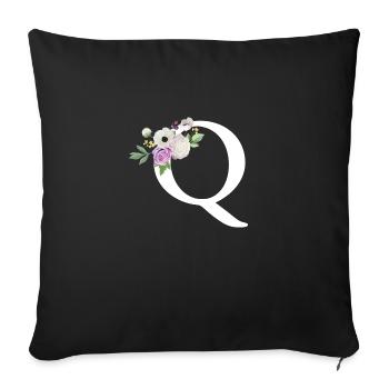 Purple Floral Letter Q - Sofa pillowcase 17,3'' x 17,3'' (45 x 45 cm) - black - Front