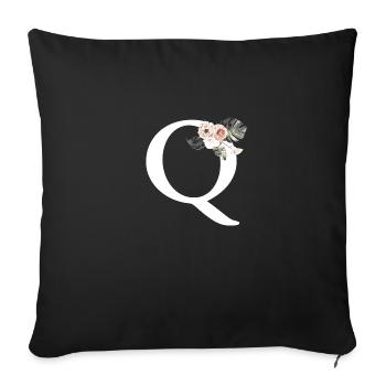 Lettre q floral tropical - Housse de coussin décorative 45 x 45 cm - noir - Devant