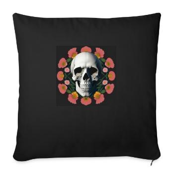 Flower-Skull - Sofakissenbezug 45 x 45 cm - Schwarz - Vorne