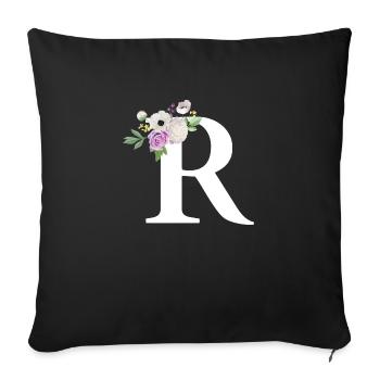 Purple Floral Letter R - Sofa pillowcase 17,3'' x 17,3'' (45 x 45 cm) - black - Front