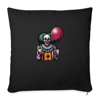 Creepy Cartoon clown with a Red Hair, scary smile - Sofa pillowcase 17,3'' x 17,3'' (45 x 45 cm) - black - Front