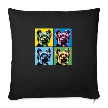 Pop Yorkshire Terrier Dog Portrait - Pet Portrait - Sofa pillowcase 17,3'' x 17,3'' (45 x 45 cm) - black - Front