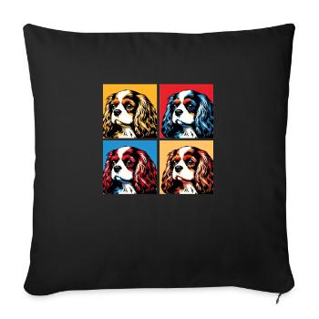 Pop Cavalier King Charles Spaniel Dog Portrait - Sofa pillowcase 17,3'' x 17,3'' (45 x 45 cm) - black - Front