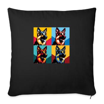 Pop German Shepherd Dog Portrait - Pet Portrait - Sofa pillowcase 17,3'' x 17,3'' (45 x 45 cm) - black - Front