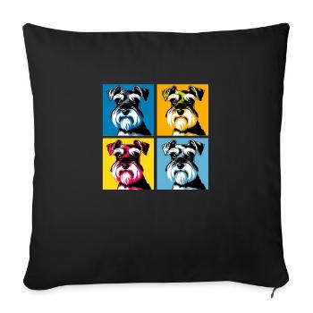 Pop Miniature Schnauzer Dog Portrait - Pet Portrai - Sofa pillowcase 17,3'' x 17,3'' (45 x 45 cm) - black - Front