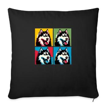 Pop Siberian Husky Dog Portrait - Pet Portrait - Sofa pillowcase 17,3'' x 17,3'' (45 x 45 cm) - black - Front
