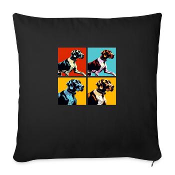 Pop allemand à poil court Pointer chien Portrait - Housse de coussin décorative 45 x 45 cm - noir - Devant