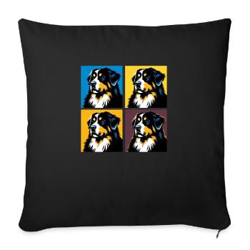 Pop Bouvier bernois chien Portrait - Housse de coussin décorative 45 x 45 cm - noir - Devant