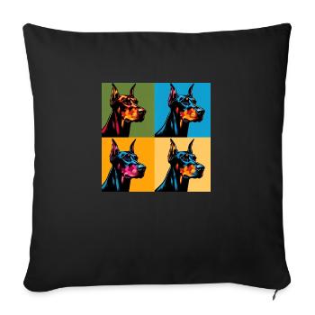 Pop Doberman Pinscher Dog Portrait - Pet Portrait - Sofa pillowcase 17,3'' x 17,3'' (45 x 45 cm) - black - Front