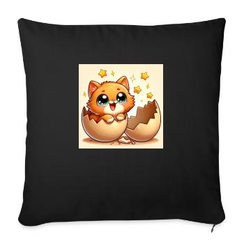 Wide-eyed Sweet Kitty hatches from egg - Sofa pillowcase 17,3'' x 17,3'' (45 x 45 cm) - black - Front