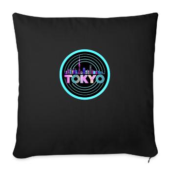 Tokyo Skyline1980's Synthwave Retro Neon Tee - Sofa pillowcase 17,3'' x 17,3'' (45 x 45 cm) - black - Front