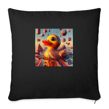 Bathing duck striped in risograph hyperrealism - Sofa pillowcase 17,3'' x 17,3'' (45 x 45 cm) - black - Front