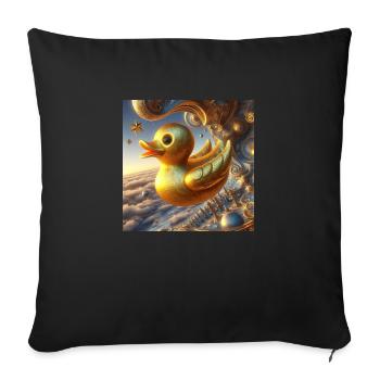 Canard de bain doré dans l’hyperréalisme Risograph - Housse de coussin décorative 45 x 45 cm - noir - Devant