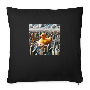Canard baignant dans un monde fantastique hyperréaliste - Housse de coussin décorative 45 x 45 cm - noir - Devant