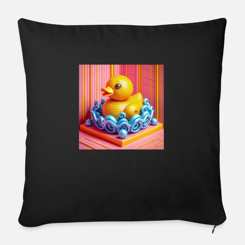 Bade Ente in einer Fantasiewelt Hyperrealismus - Sofakissenbezug 45 x 45 cm - Schwarz