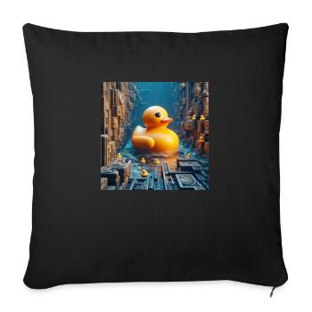 Yellow Bath Duck in Risograph Hyperrealism City - Sofa pillowcase 17,3'' x 17,3'' (45 x 45 cm) - black - Front