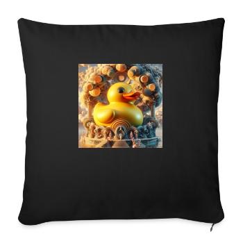 Canard en caoutchouc dans l’hyperréalisme de Delulu - Housse de coussin décorative 45 x 45 cm - noir - Devant