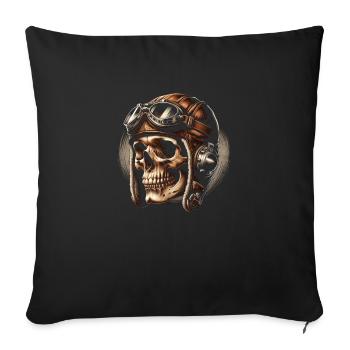Retro-Flugschädel - Sofakissenbezug 45 x 45 cm - Schwarz - Vorne