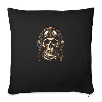 Vintage Fliegerschädel - Sofakissenbezug 45 x 45 cm - Schwarz - Vorne