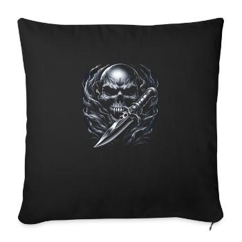 Totenkopf mit Messer - Sofakissenbezug 45 x 45 cm - Schwarz - Vorne