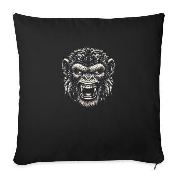 Rugissement primitif féroce - Housse de coussin décorative 45 x 45 cm - noir - Devant