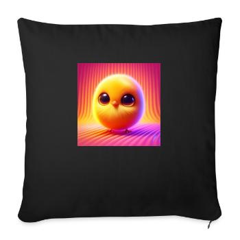 chick fluffy pastel color 3D hyperrealism - Sofa pillowcase 17,3'' x 17,3'' (45 x 45 cm) - black - Front