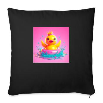 Canard baigneur gai avec couronne en 3D hyperréalisme - Housse de coussin décorative 45 x 45 cm - noir - Devant