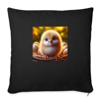 poussin 3D Hyperréalisme Jaune Blanc avec des boules - Housse de coussin décorative 45 x 45 cm - noir - Devant