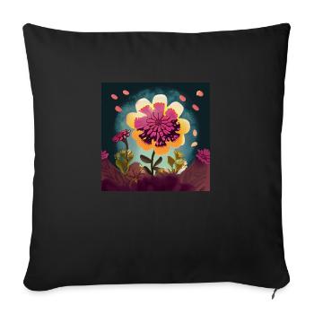 Colorful Freedom: Hippie Flower - Sofa pillowcase 17,3'' x 17,3'' (45 x 45 cm) - black - Front