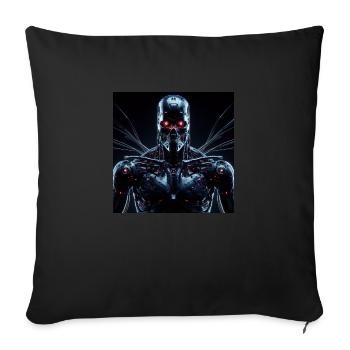 Cyborg with red eyes on black background - Sofa pillowcase 17,3'' x 17,3'' (45 x 45 cm) - black - Front