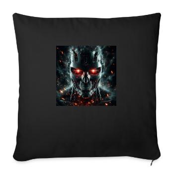 Cyborg with red eyes, fire and sparks - Sofa pillowcase 17,3'' x 17,3'' (45 x 45 cm) - black - Front