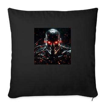 Cyborg aux yeux et aux griffes rouges - Housse de coussin décorative 45 x 45 cm - noir - Devant
