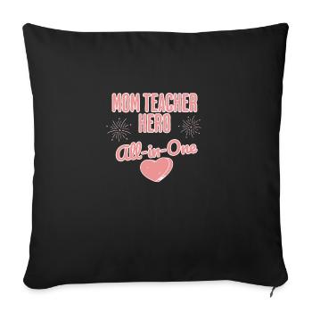 Maman Papa Enseignant École à la maison Étudiant Love Education - Housse de coussin décorative 45 x 45 cm - noir - Devant