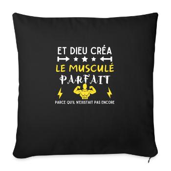DIEU CREA LE MUSCULE PARFAIT - Housse de coussin décorative 45 x 45 cm - noir - Devant