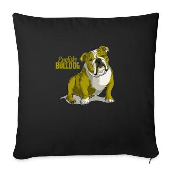 Dog Bulldog Animals Puppy Cute Dog Watercolor Art - Sofa pillowcase 17,3'' x 17,3'' (45 x 45 cm) - black - Front