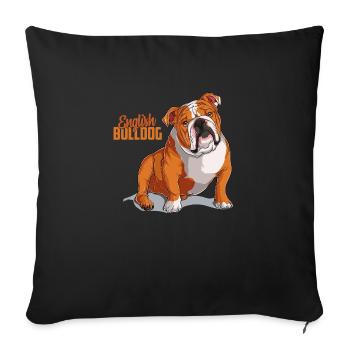 Dog Bulldog Animals Puppy Cute Dog Watercolor Art - Sofa pillowcase 17,3'' x 17,3'' (45 x 45 cm) - black - Front