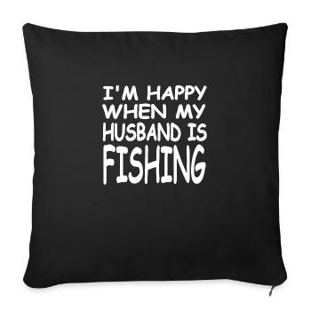 Pêche - Housse de coussin décorative 45 x 45 cm - noir - Devant
