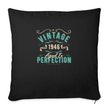 Vintage 1946-Cadeau d’Anniversaire 1946 - Housse de coussin décorative 45 x 45 cm - noir - Devant
