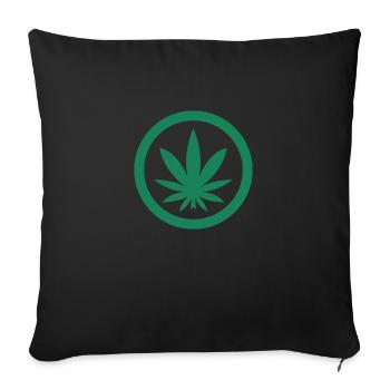 Feuille de Cannabis - Housse de coussin décorative 45 x 45 cm - noir - Devant